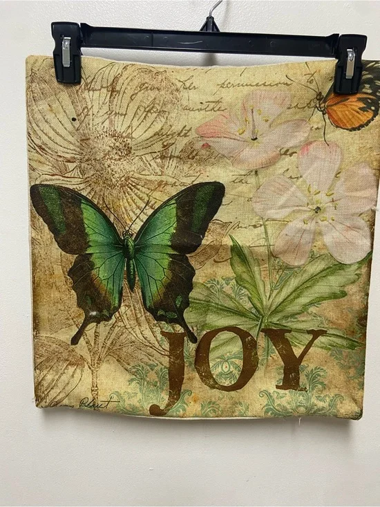 JOY Botanical Butterfly Accent Pillow Cover - Green