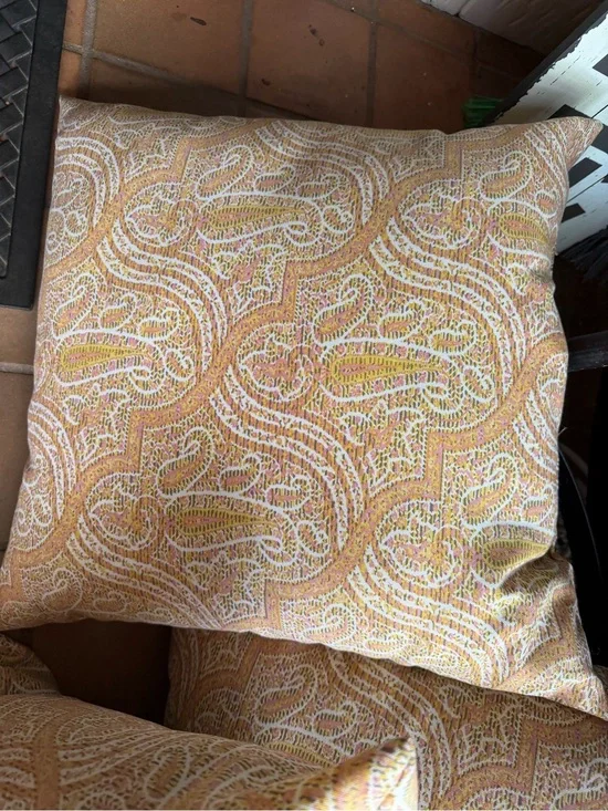 Decorative Paisley Throw Pillow in Peach and Cream - Unbranded