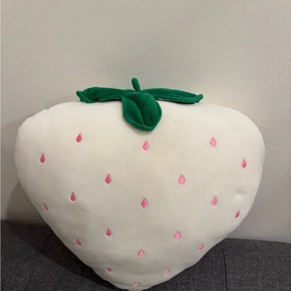 Strawberry Shaped Plush Pillow - White, Pink, green