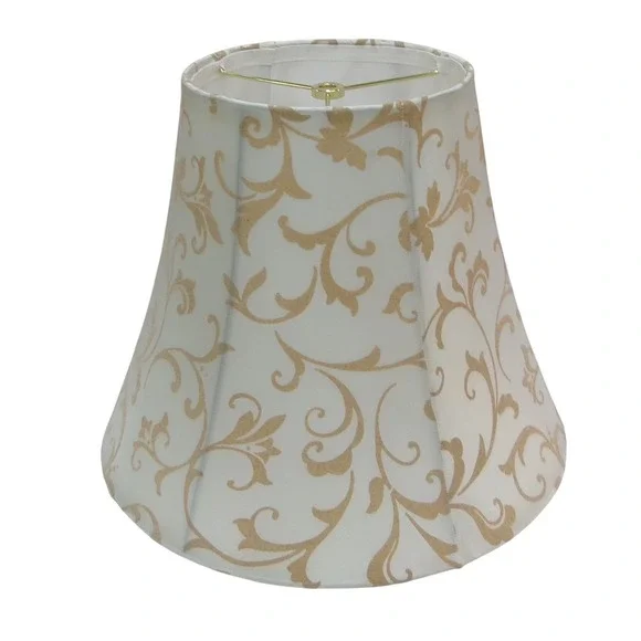 Cream and Gold Flocked Damask Scroll Bell Lamp Shade Spider Fitter Traditional