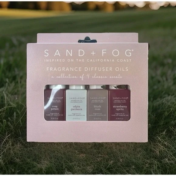 SAND + FOG 4PK 10ML DIFFUSER OILS ROSE GARDENIA STRAWBERRY SET - NEW