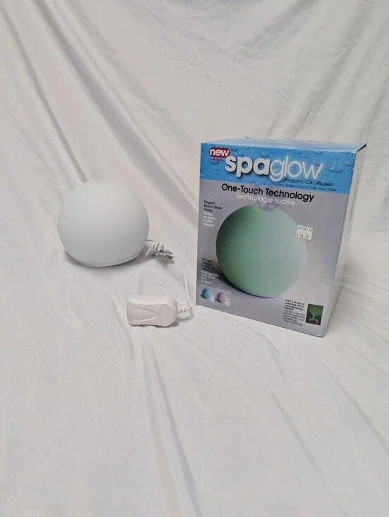 Spaglow Ultrasonic Oil Diffuser Cool Touch Color Changing Glass Globe Unused