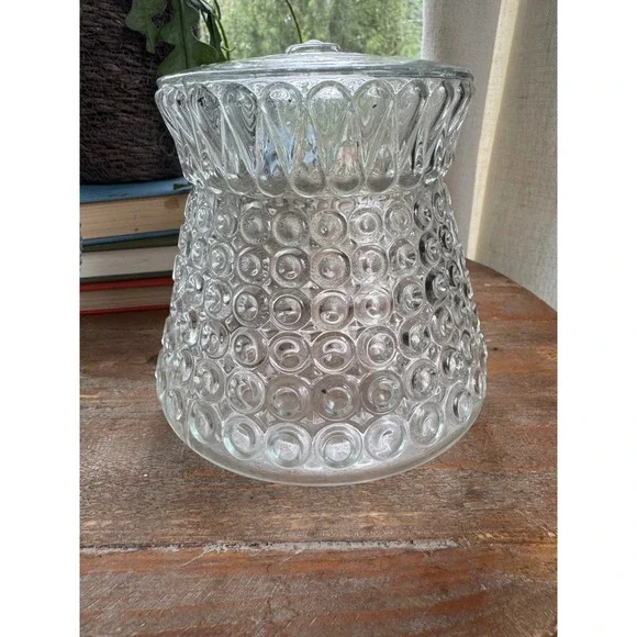 Vintage Mid Century Clear Glass Bullseye Polka Dot Flush Mount Light Cover