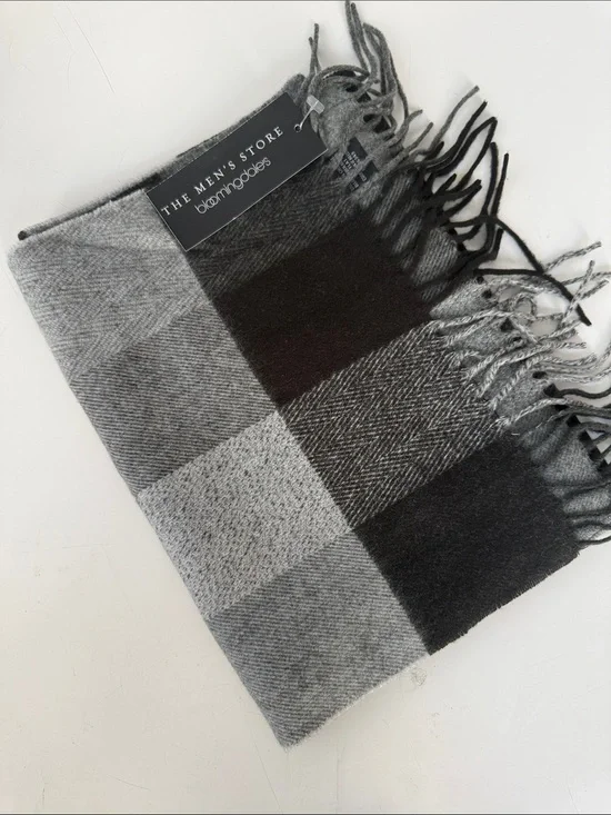 The Bloomingdale’s Men's Store Black and Gray Check Scarf