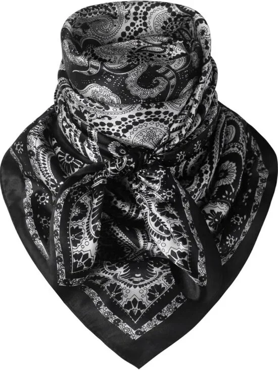 Men's Black 2 35 Inch Wild Rag Neckerchief Silk Western Bandana Neck Scarf