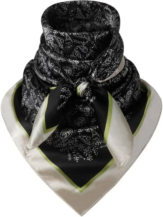 Men's Black Gold 35 Inch Wild Rag Neckerchief Silk Western Bandana Neck Scarf