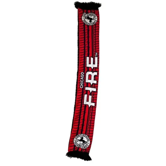 Chicago Fire Soccer Club Continental Tire Scarf Red Black Gold‎ EUC