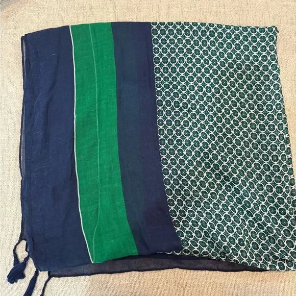 Large Green and Navy Women’s Scarf