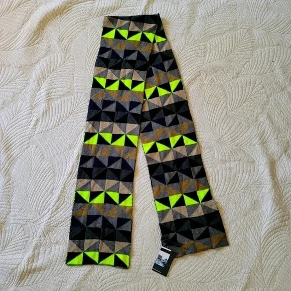 Men's Black Beige Yellow Diamond Winter Fall Scarf