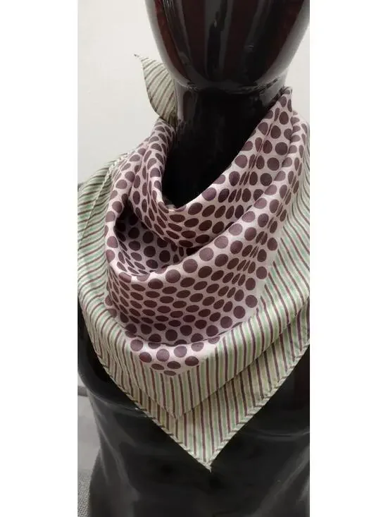 Vintage Cotton Scarf Mid Century Men's Cuban Polka Gangster Jade Green Stripes