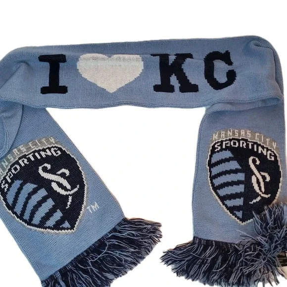 Sporting Kansas‎ City Scarf SKC MLS Soccer I Heart Kc Blue Reversible