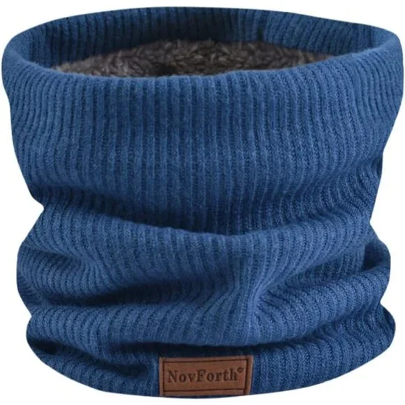 Men's Blue Winter Ski Neck Gaiter Face Scarf Fleece Lined Windproof Scarves