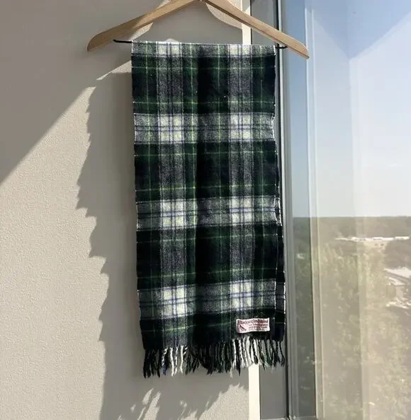Blackcock Lambswool 100% Pure New Wool Plaid Fringe Scarf Scotland Men's