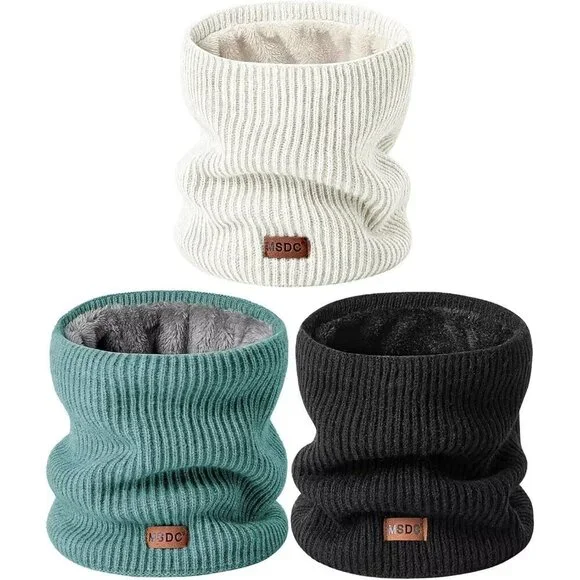 Men Warmer White,black,teal 3-Pack Neck Thermal Fleece Cold Weather