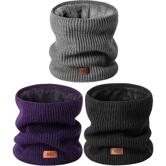 Men Warmer Black ,Purple ,dark Grey 3-Pack Neck Thermal Fleece Cold Weather