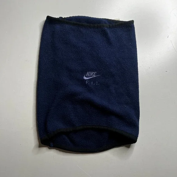 Nike‎ FIT Fleece Neck Warmer Gaiter Navy Blue Embroidered Logo Vintage Style