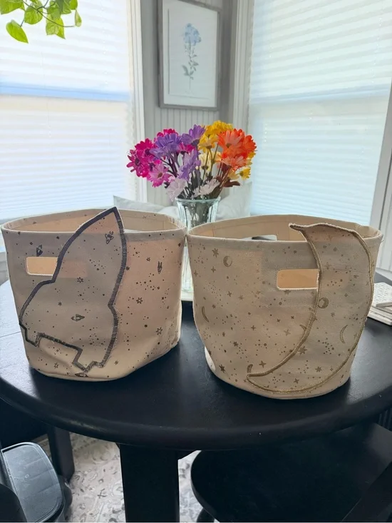 Pehr canvas Star & Moon Storage Baskets