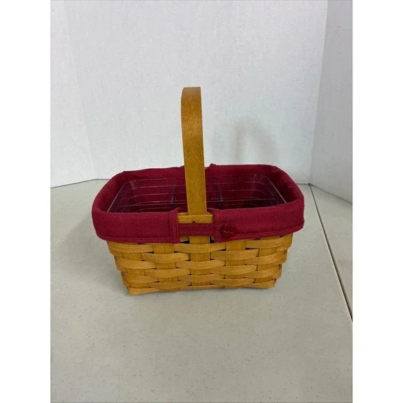 Longaberger 2009 Handmade‎ Basket with Burgundy Liner and Divided Protector USA