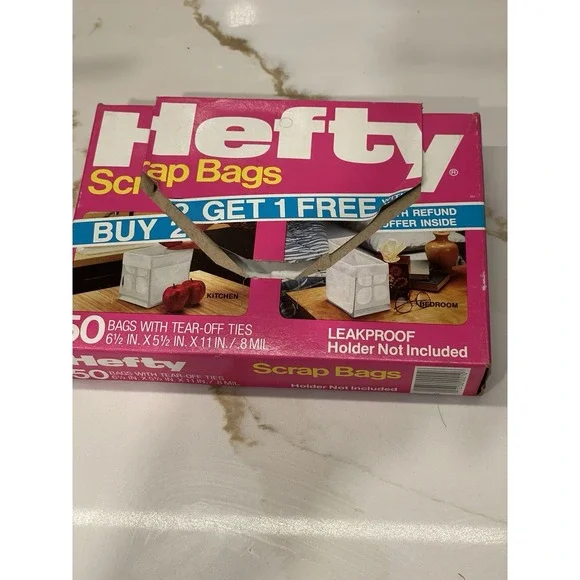 Vintage Hefty Scrap Bags Partial Open Box White Bags Discontinued 1984 Small‎
