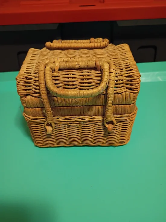 Woven Rattan Small Basket with Handle - Natural Brown