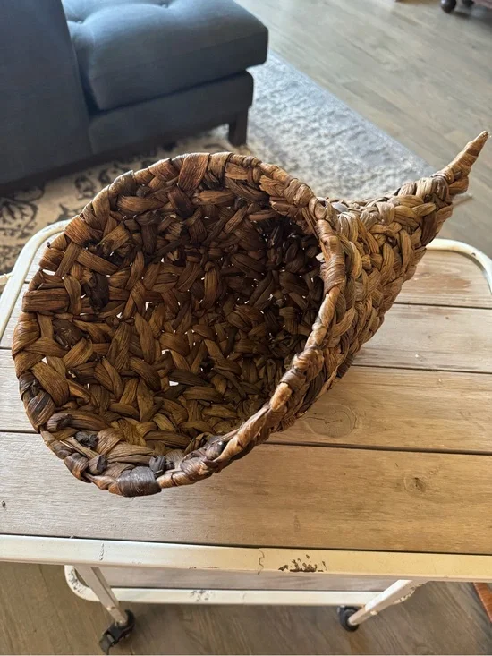 Handwoven Brown Decorative Cornucopia Accent Basket