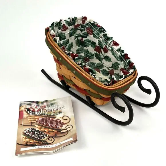 Longaberger Santas Little Helper Holiday Sleigh Basket Set 1999 VTG #19721