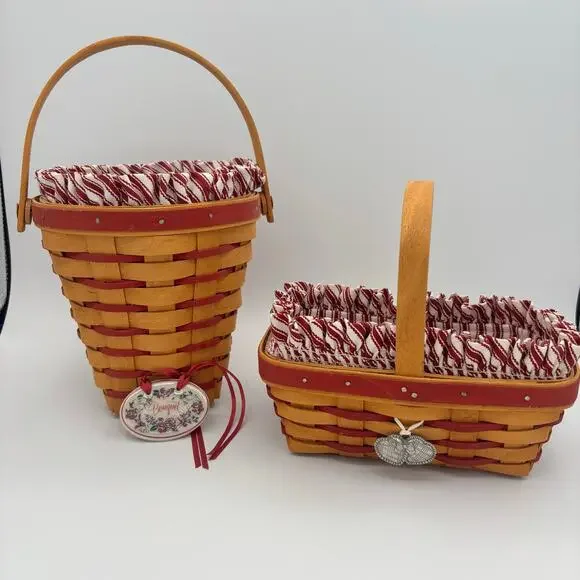 Longaberger Valentine Sweetheart Baskets Lot of 2 - Bouquet & Sweet Treats