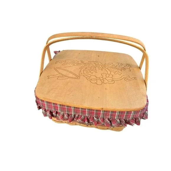 Longaberger 1993 Red/Green Christmas Homecoming Holiday Hostess Basket with‎ Lid