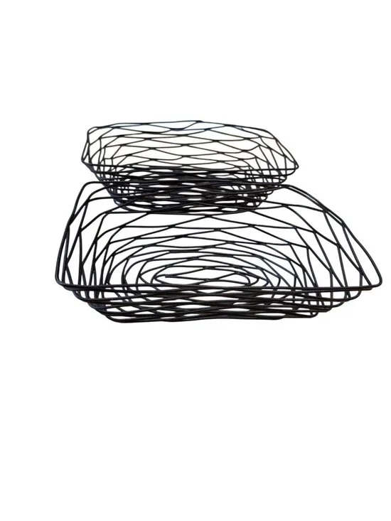 Artisan Metal Wire Basket Set Black Nesting Open Grid Tablecract collection Mode
