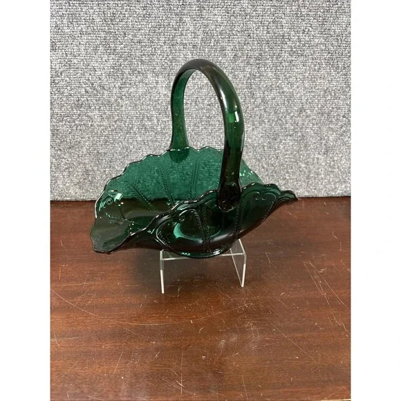 Vtg~L.E. Smith Teal Blue Green Regency Basket Handmade