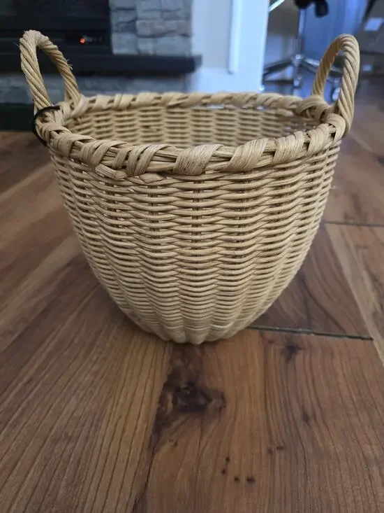 Small Round Woven Rattan Storage Basket with Handles - Hearth & Hand™ Magnolia