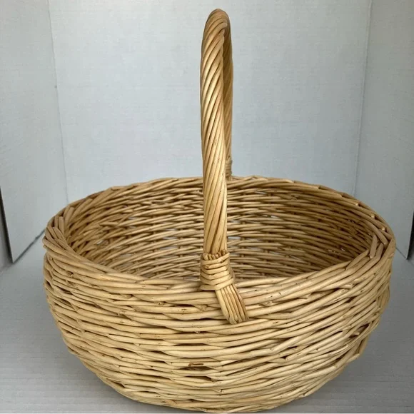 Natural Wicker Basket‎ with Handle - Neutral 10” height Easter Decor Planter