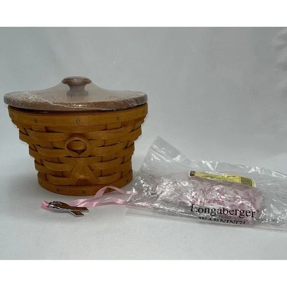 Longaberger 2007 Basket Horizon of Hope Warm Brown Lid Liner Tie-On Protector