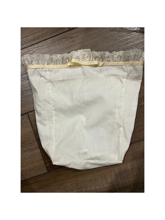 Longaberger TALL KEY Basket Fabric Liner Muslin & Lace off white