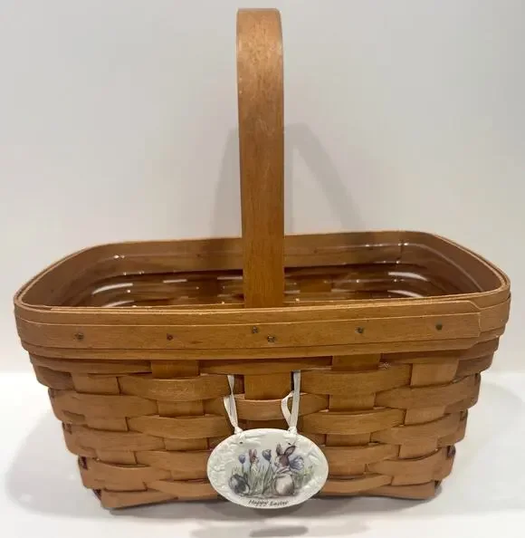 LONGABERGER Large Basket 2006 Easter Handmade Woven USA Liner