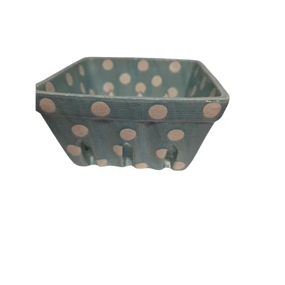 Blue Polka Dot Ceramic Berry Basket and a Solid Blue Berry Basket