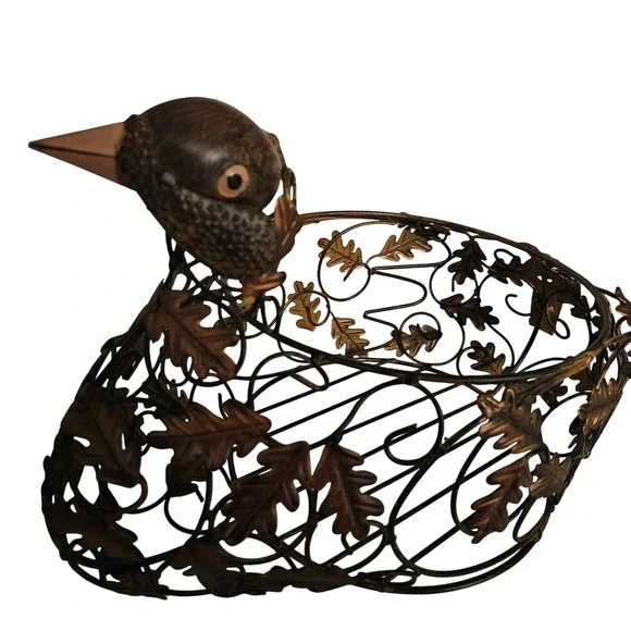 Vintage‎ Rustic Turkey Metal Wire Basket Decorative Trinket Holder Table Decor