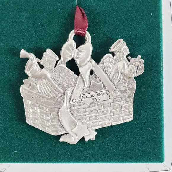 Longaberger Basket Ornaments Holiday Cheer 1996 Pewter Christmas Angels Star