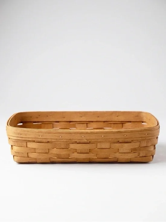Vintage 1992 Longaberger Handwoven Wooden Bread Cracker Basket 14.5” Rectangle
