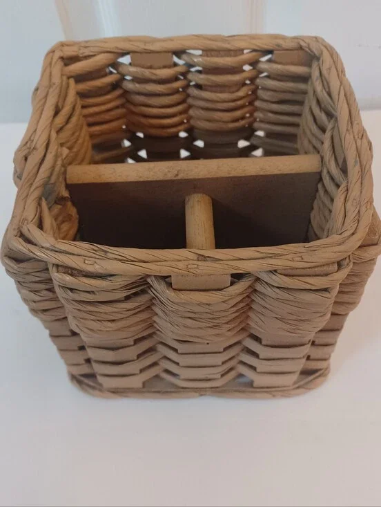 Vintage Foxcreek Basket Co Handcrafted Divided Organizer Caddy Signed 2001
