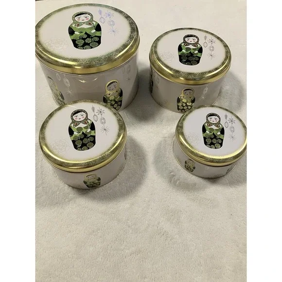 Vintage RBV Birkmann Set Of 4 Nesting Doll Nesting Tins West Germany