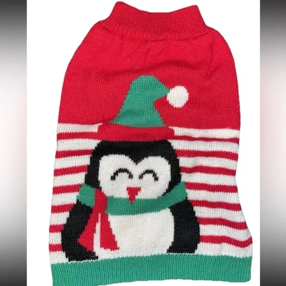 Dog Sweater Holiday Penguin XL