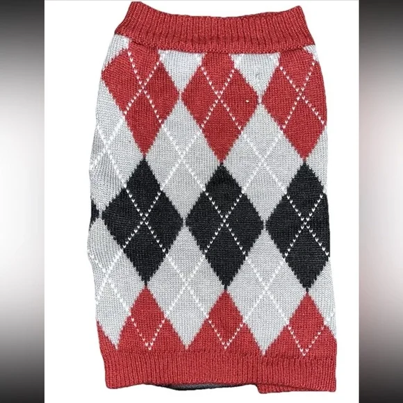 Dog Sweater Plaid Check print Red/Black/Gray XL