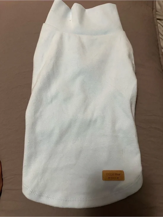 White Fleece Pet Sweater with Leather Logo Patch