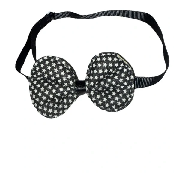 Pet Bow Tie Collar Black/White Star Pattern OS Adjustable NEW