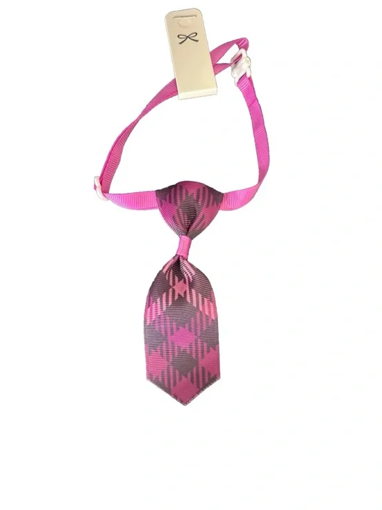 Pet Neck Tie Collar Plaid Pink & Black Pattern Adjustable 🎀 OS