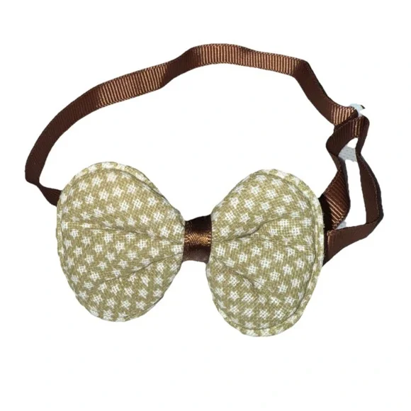 Pet Bow Tie Collar Brown/Cream Star Pattern OS Adjustable NEW