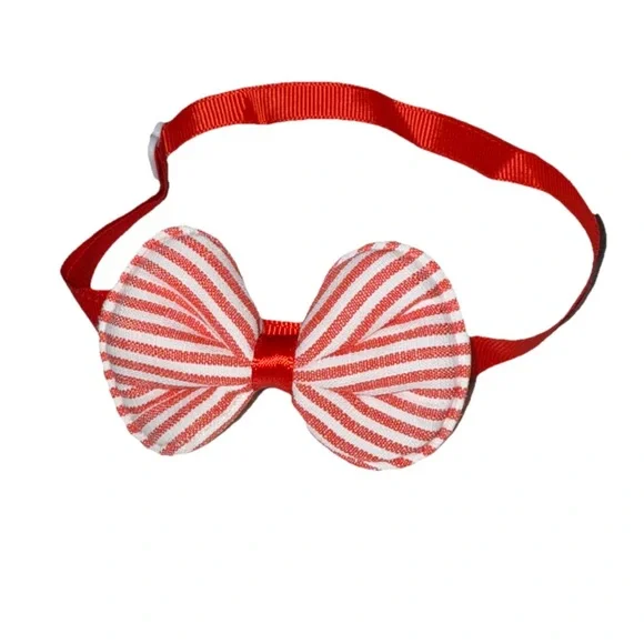 Pet Bow Tie Collar Red/White Stripped Pattern OS Adjustable NEW