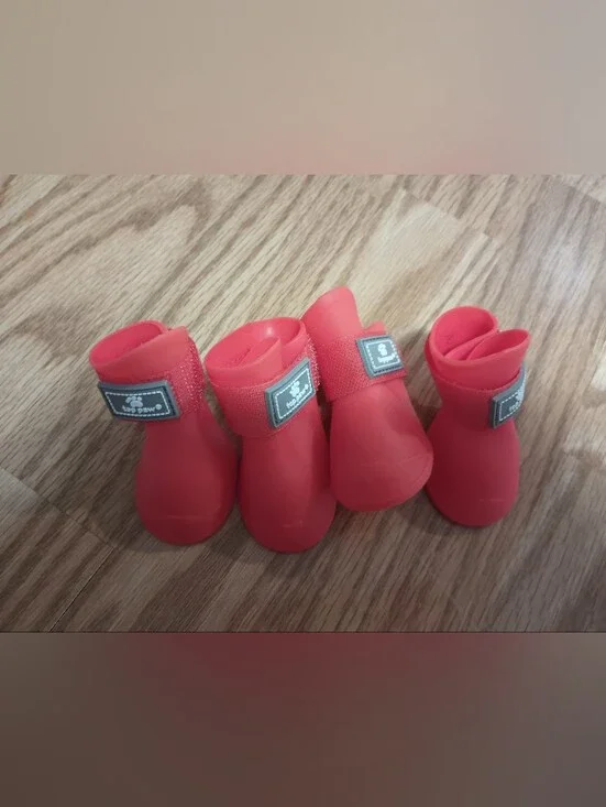Top Paw Rubber Boots For Dogs. Red/Orange. Size M