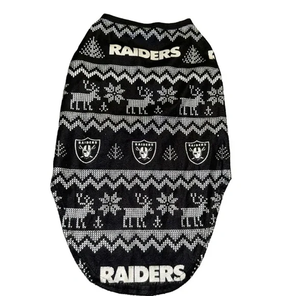 Las Vegas Raiders Dog Family Holiday Ugly flannel Sweater large nfl pet